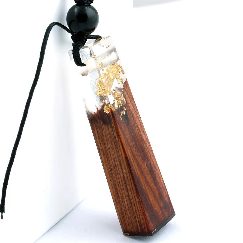 Solid Wood Pendant Necklace Ethnic Travel Jewelry Solidified Time Resin Handmade Bag Pendant 250729