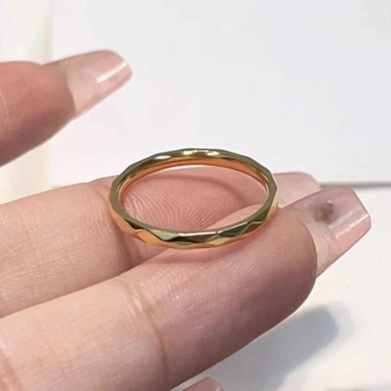 2mm Thin Stackable Ring Stainless Steel Multi-Faceted Wedding Band for Women Girl Size 5-10 y250730
