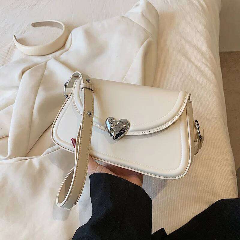 designer bag Ladies Solid Colour Crossbody Car ing Hundred Underarm Shoulder Bag Metallic Decoration PU Material