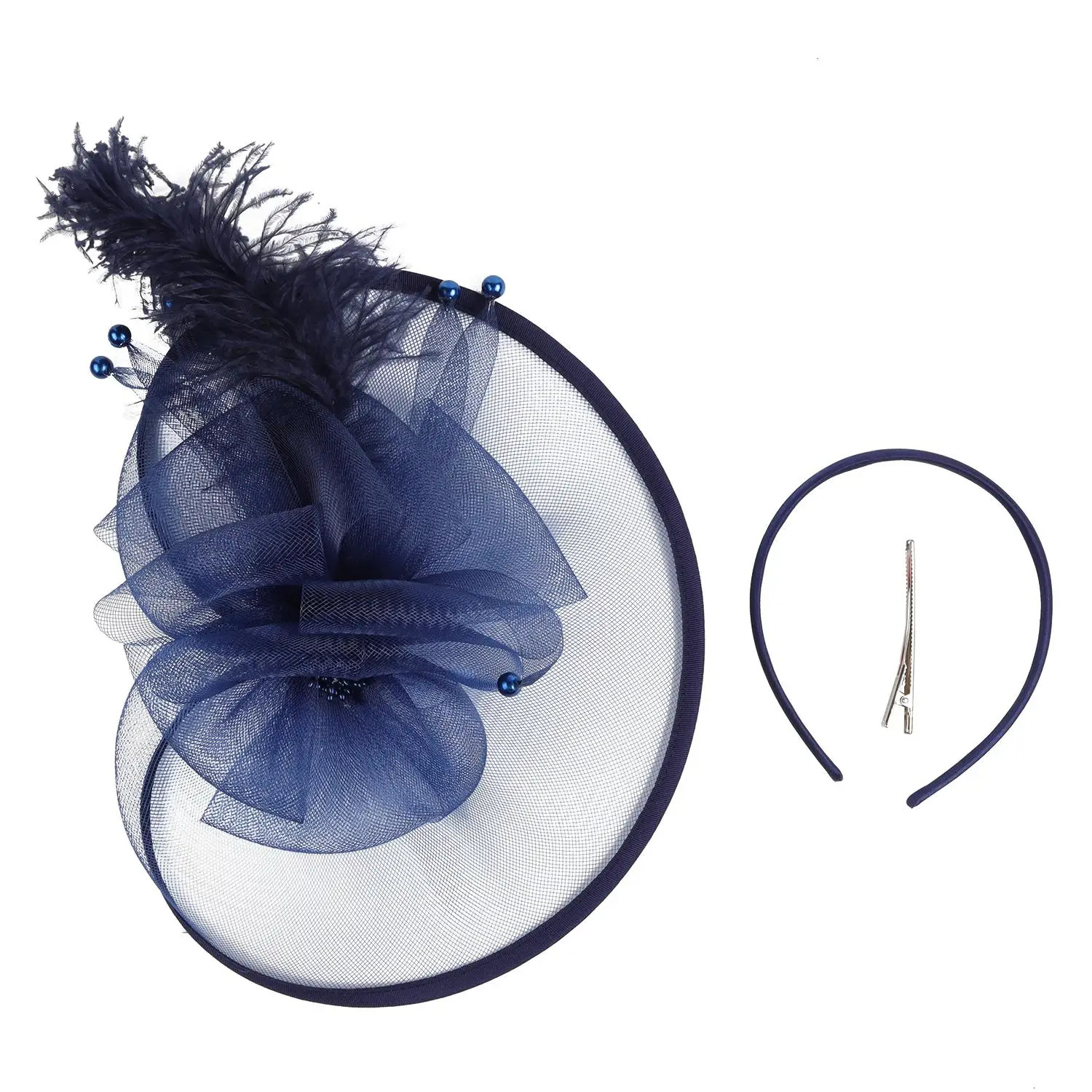 Chic Vintage Women Fascinator Hat Feather Mesh Yarn Feather Mesh Headband Elegant Bridal Headpiece for Women 250729