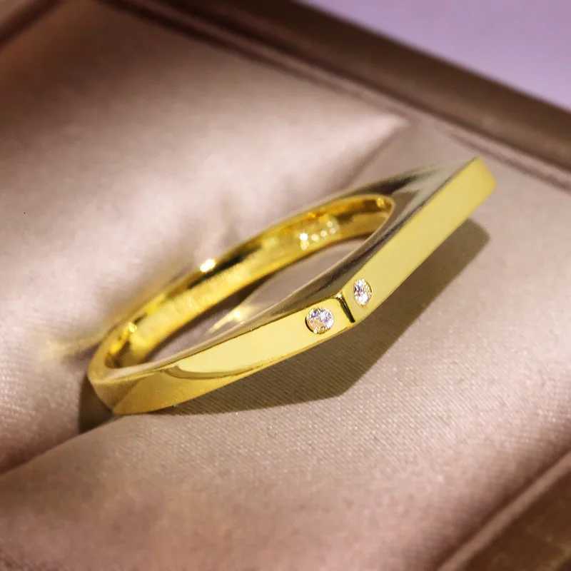 Hot Sale Geometric Ring Simple Two Bar Round Rings For Women Stainless Steel Simple Rose Gold Matte Wedding Party Rings y250730