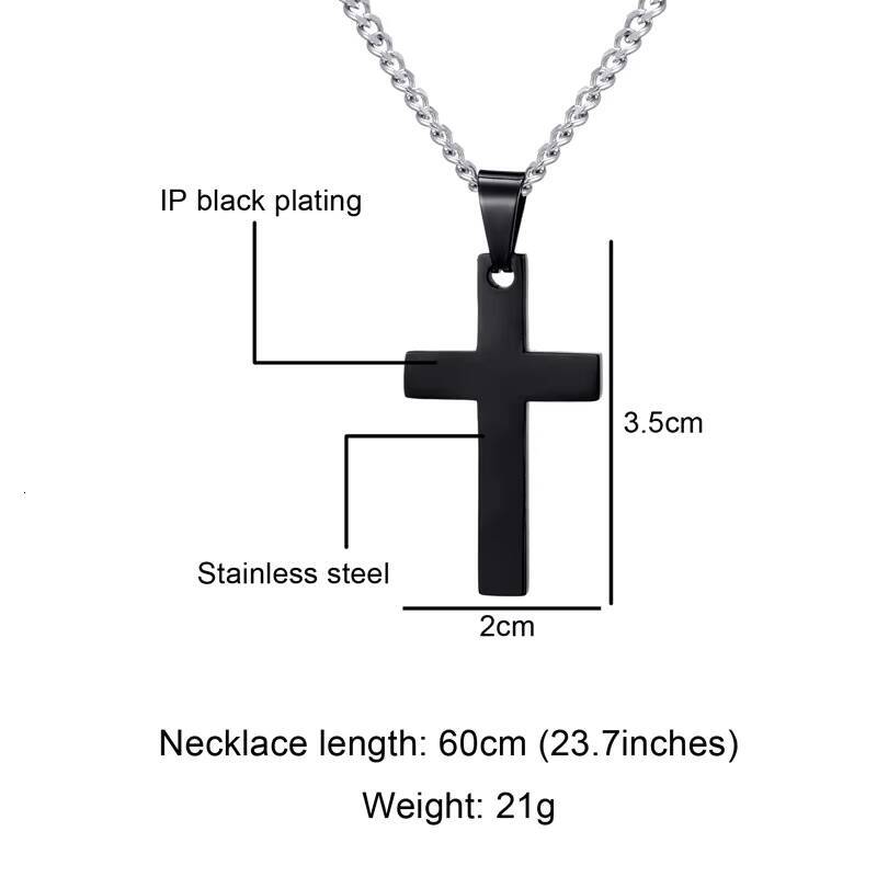 Simple Style for Men and Women Gold Black Silver Cross Necklace Pendant Stainless Steel Jewelry