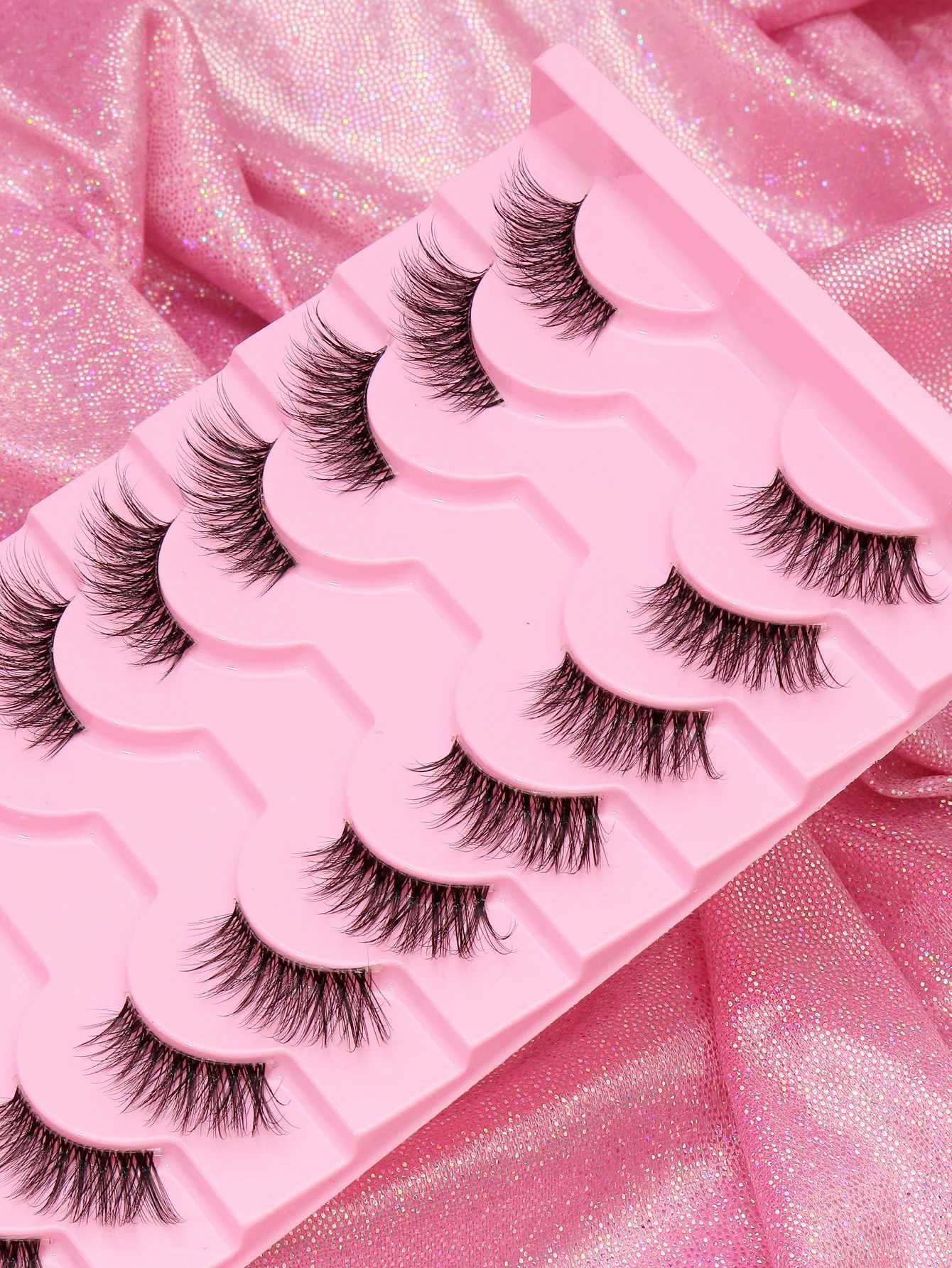 3/5/10 Pairs Half Eye Lashes Faux Mink Eyelashes Winged End Eye Elongated Eyelashes Natural Long Manga Lashes Fake Lashes Makeup Z250730