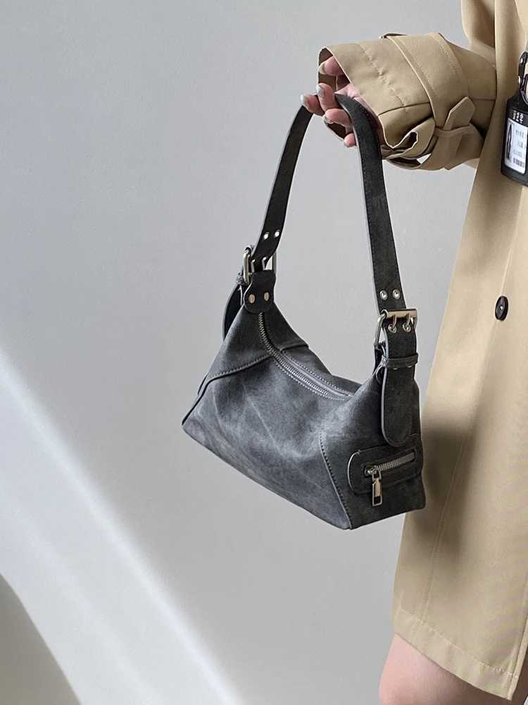 Vintage Y2K Womens Underarm Bags Pu Leather Hot Shoulder Bag Casual Portable Female Tote Purse Crossbody Bag Handbags Y250730