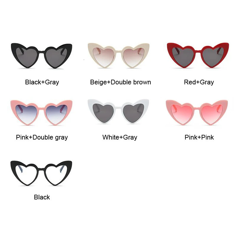 Love Heart Cat Eye Sunglasses Woman Vintage Christmas Gift Black Pink Red Heart Shape Sun Glasses For Woman Uv400 250729