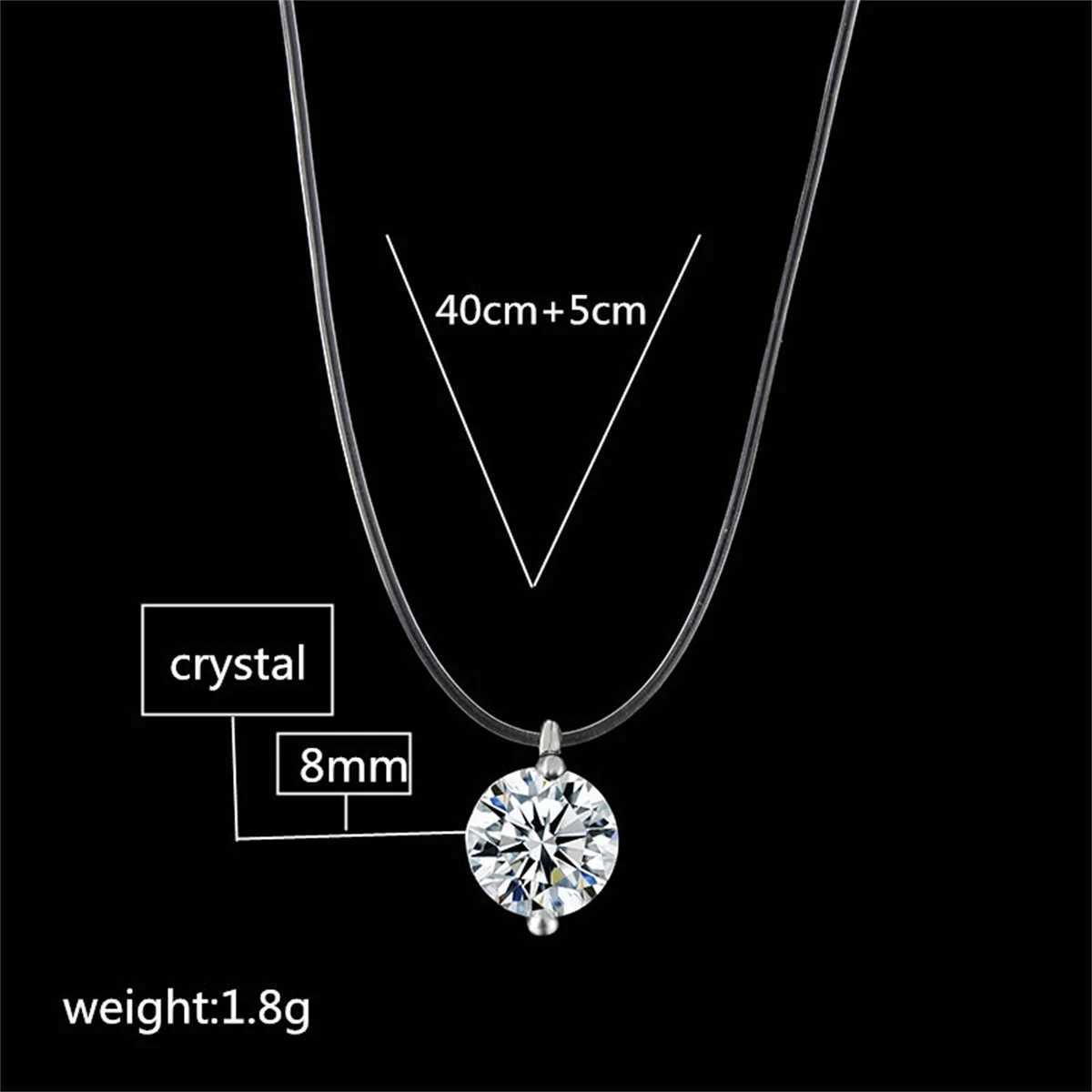 Fashion Shiny Crystal Necklace For Women Female Transparent Fishing Line Round Zircon Choker Minimalist Clavicle Chain Jewelry Z250731 Z250910