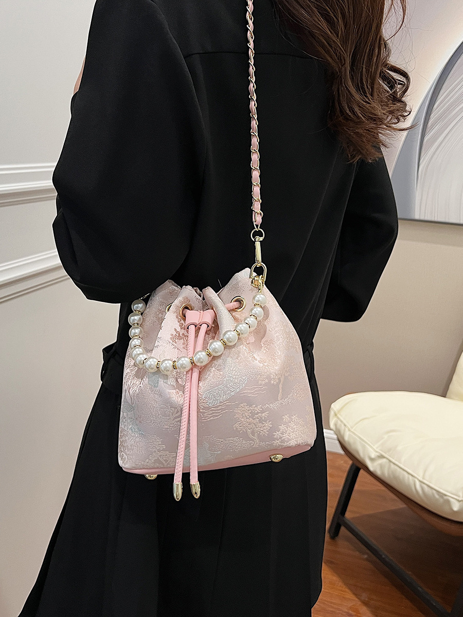 New Chinese style trend trendy women s bag new pearl handbag designer bag bucket bag fashionable multifunctional shoulder bag
