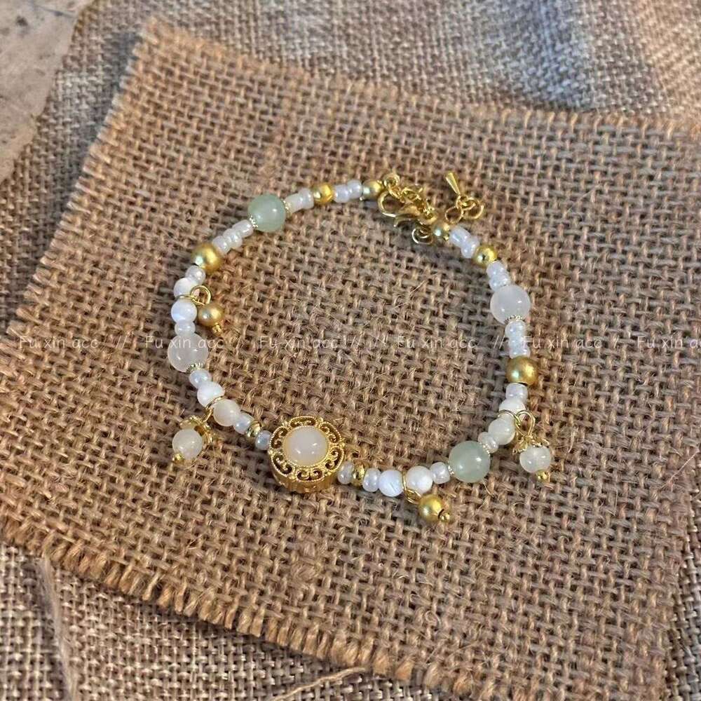 New Chinese Style National Trend Beaded Light Niche Roselle Flower Exquisite Bracelet Personality Versatile Best Friend Hanfu Accessory d02