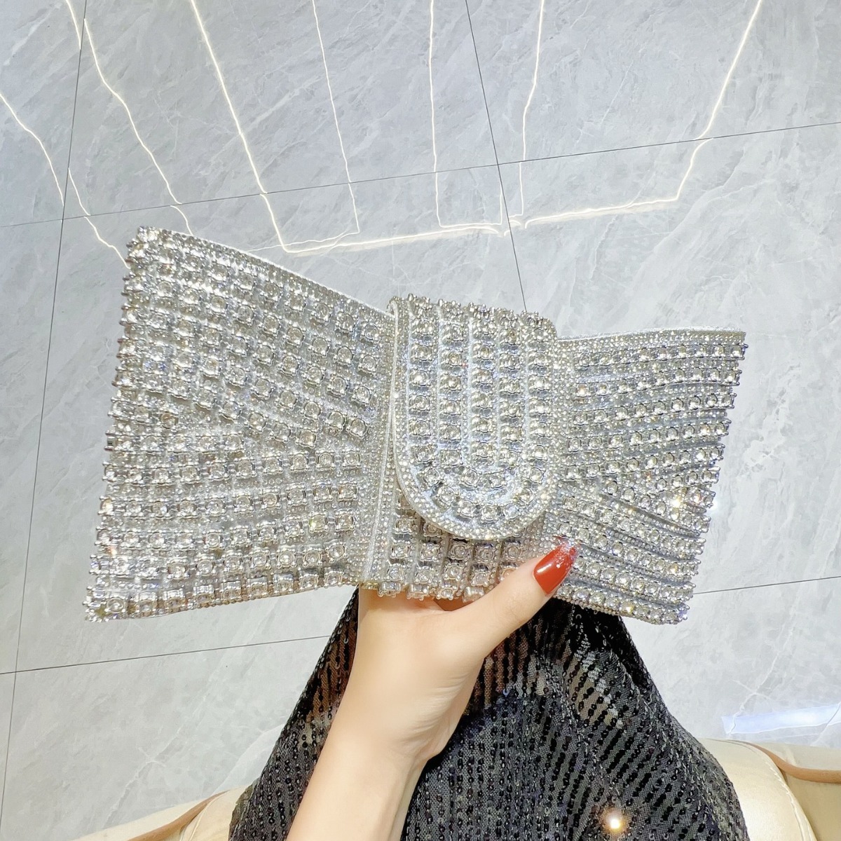 New 2025 vintage high-end handbag, all diamond single shoulder crossbody bag, designer evening bag