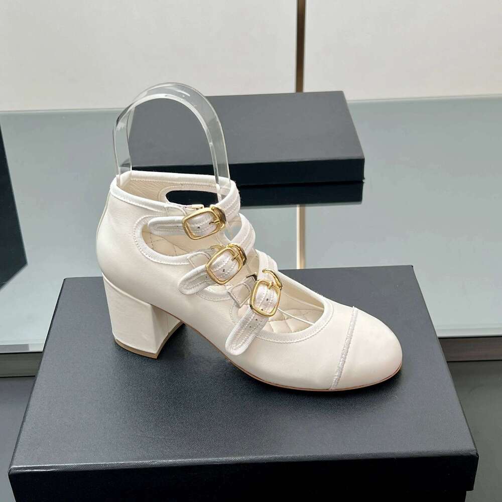 New Women Size35-41 Genuine Leather Pumps Mary Janes High Heels Mixed Colors Round-Toes Designer Shoes Zapatillas De Mujer 48d