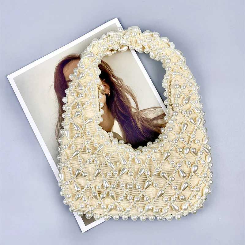 New Fashion Female Women Shoulder Messenger Bags Solid Rhinestone Pearl Chain Handbags Tote Female Evening Party Crossbody Bags Y250730