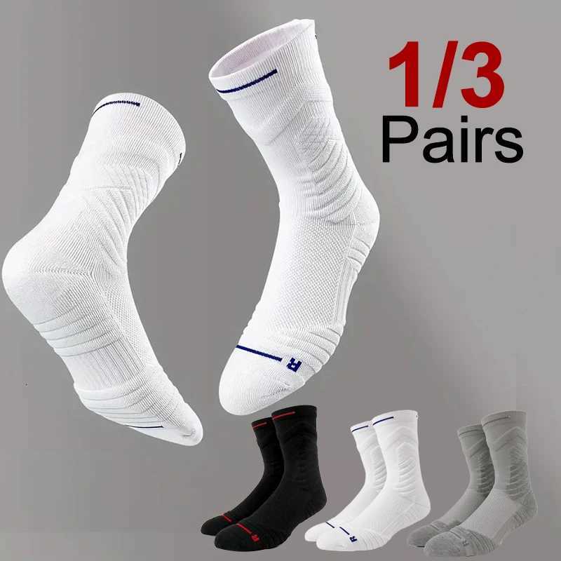 1/3 Pairs Men Outdoor Sports Basketball Socks Comfortable Odor Resistant Slip Resistant Shock-Absorbing They Towel Bottom Socks Z250731