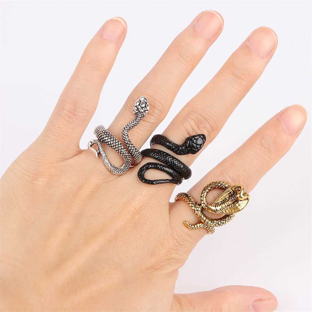 10Pcs/Lot New Fashion Punk Animal Snake Opening Rings For Men Women Gothic Mixed Style Jewelry Party Gifts y250730