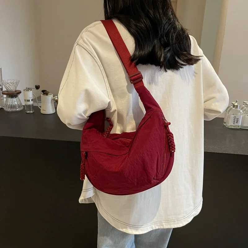 Crossbody BagWomens shoulder bags Large capacity nylon Crescent waterproof with adjustable shoulder straps Y250730