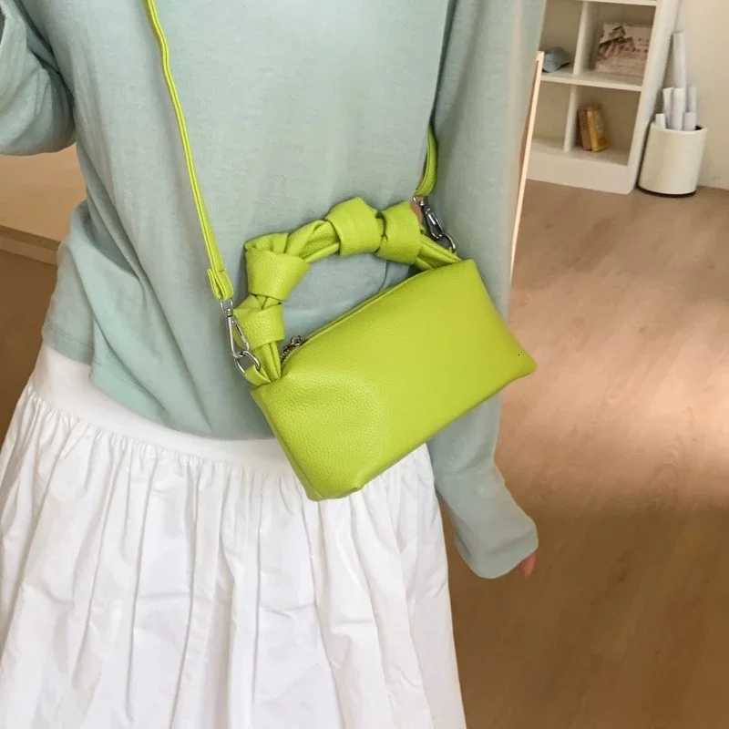 Pleated Cloud Bag Handbag Rhinestones Handle Evening Clutch Bag For Women 2025 Green Design Leather Chain Shoulder Crossbody Bag Y250730