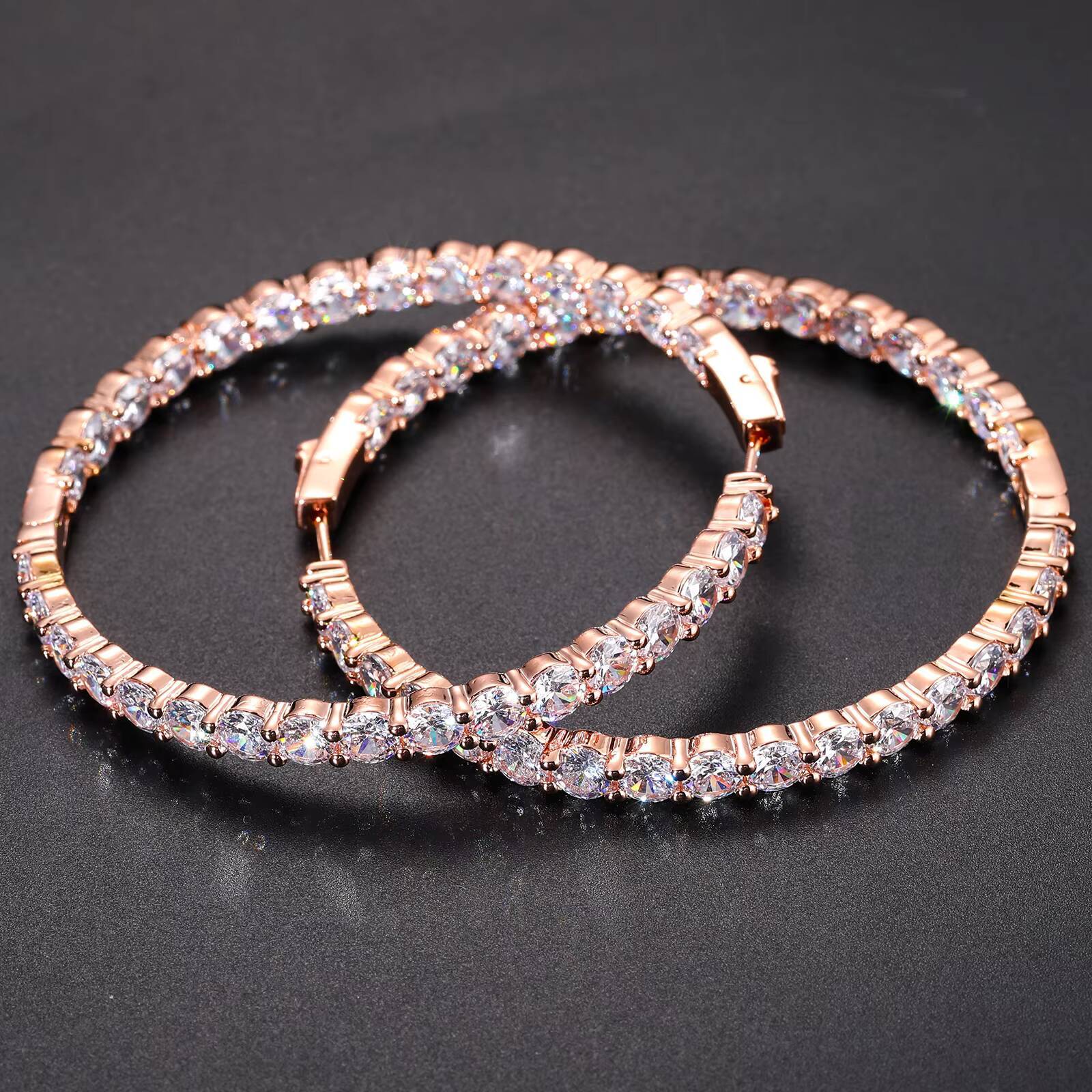 Luxury 68mm Width Big Hoop Earrings Fashion Real Gold Plated 925 Sterling Silver VVS Moissanite Diamond Earrings for Women