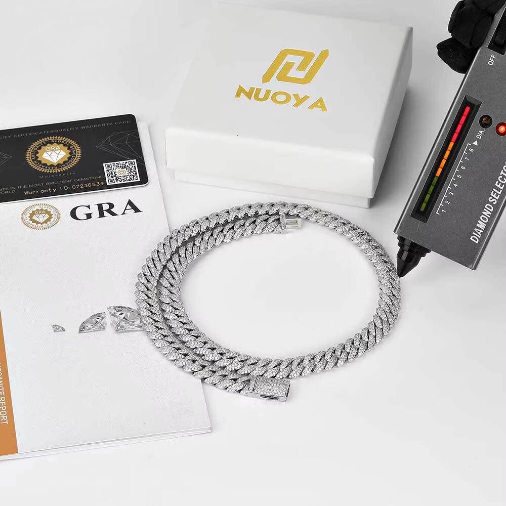 Luxury Men Women Fashion Jewelry 925 Silver Miami Moissanite Cuban Link Necklaces