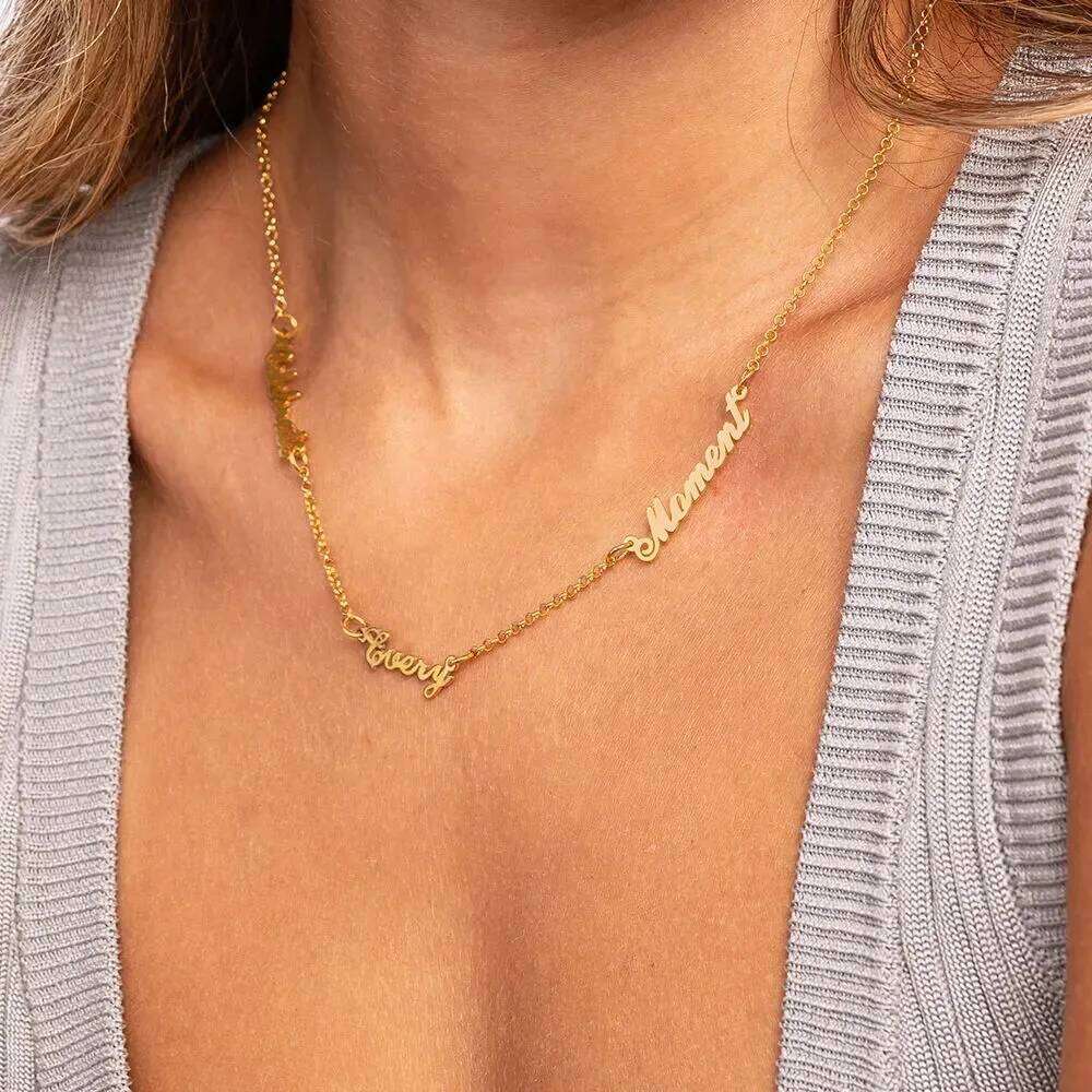 Custom Multiple Stainless Steel Women Choker Necklace Personalized Names Jewelry Gift