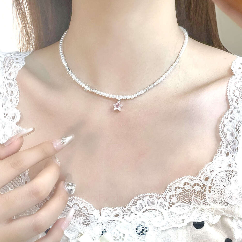 French Style Sweet Temperament Bowknot Zircon Pearl Necklace for Women Light Fresh Fashion Versatile Collarbone Chain f56
