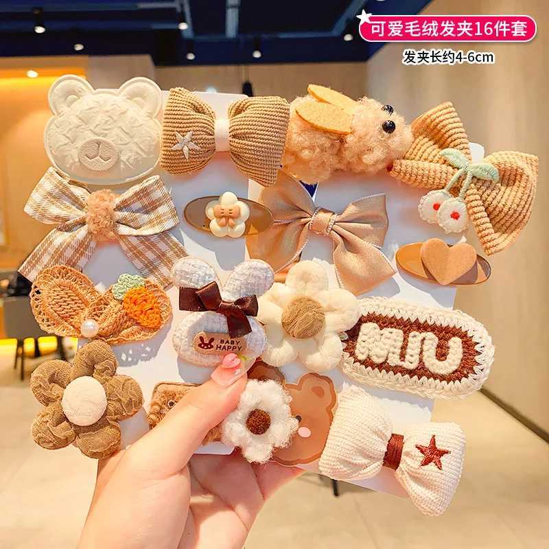 Cute Cartoon Childrens Hair Clip Bow Headband Girl Princess Autumn And Winter Plush Hair Clip Little Girls Bangs Clip R250730