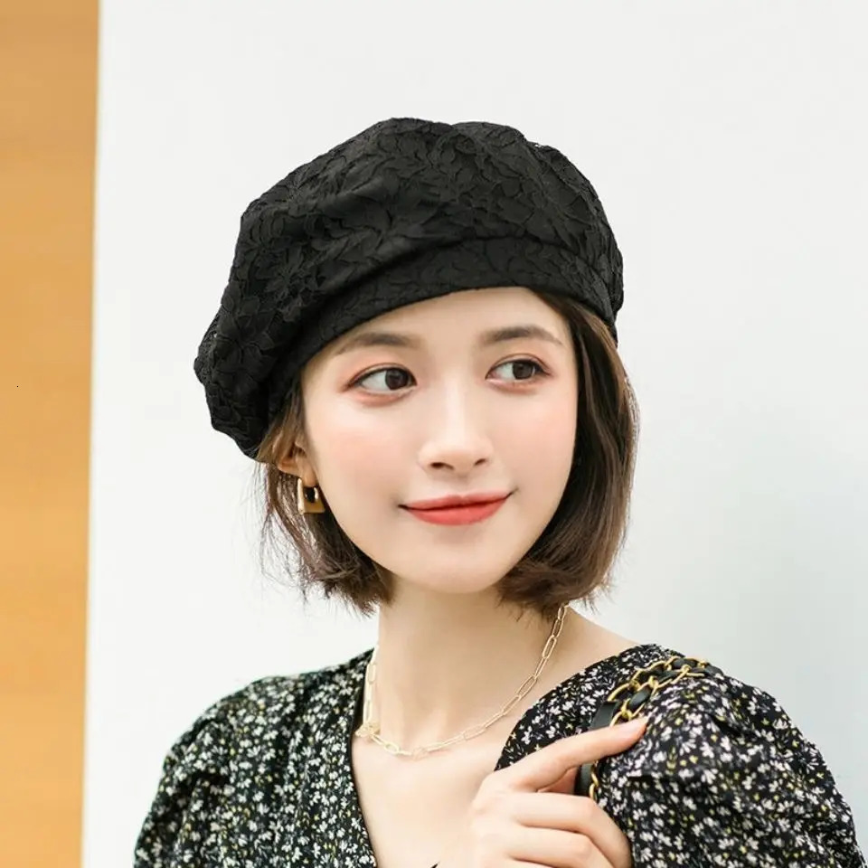 Thin Lace Beret Ladies Summer Street Shoot Fashion Bud Hat Elegant Artistic Spring Autumn Department Painter Hat Decorative Hats 250730