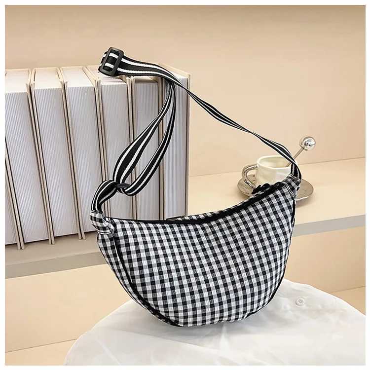 Casual Plaid Hobos Shoulder Bags for Women Large Capacity Commuter Ladies Phone Messenger Bag Summer Travel Handbags Purse Y250730