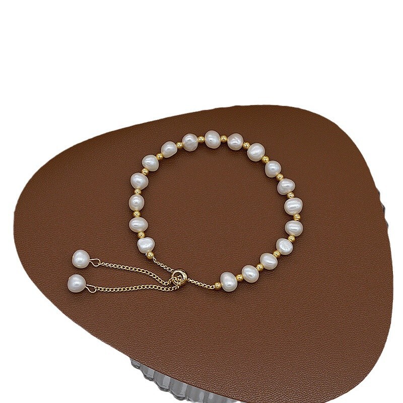 Natural Freshwater Pearl Jade Designer bracelet Bracelet for Madam Women Fashion Simple Elegant Pull-String Pink Pearl Bracelet Jewelry