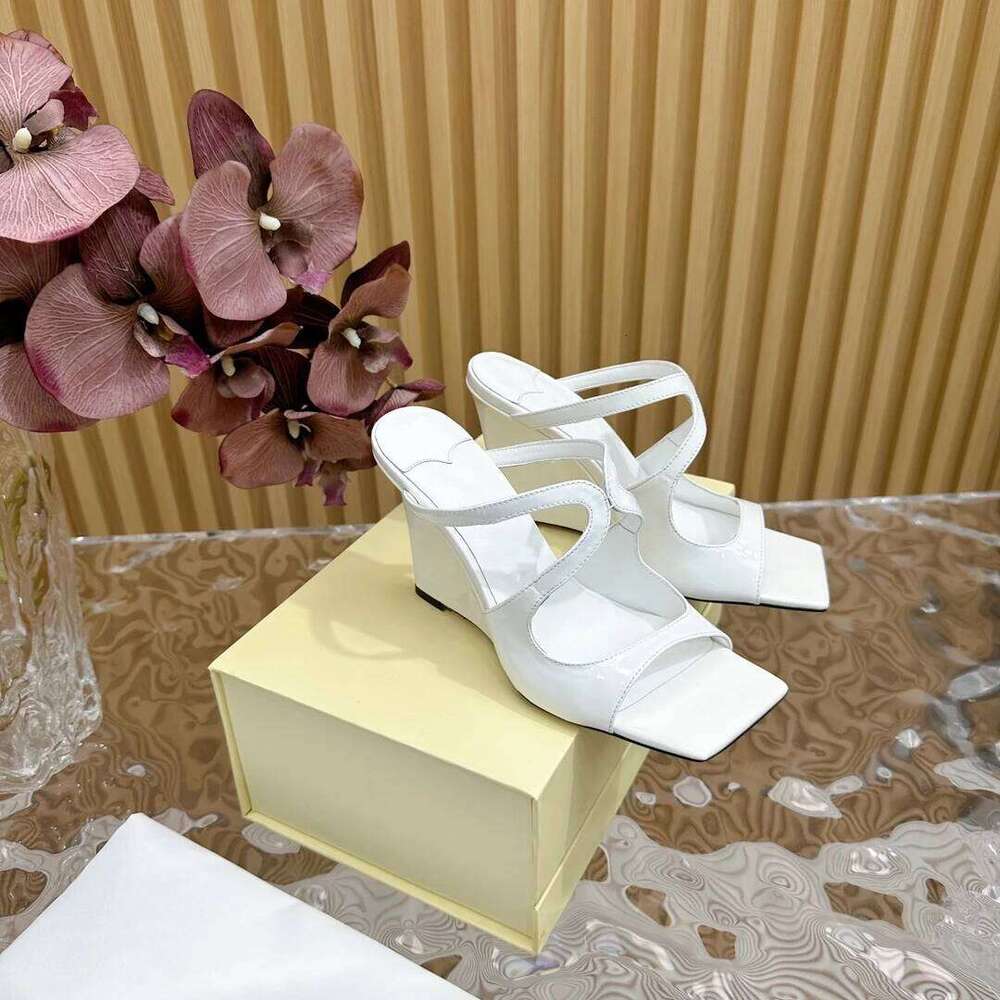 Women Size34-41 Genuine Leather Slippers Super High Heels Wedges Mules Pearls Slides Designer Shoes Zapatillas De Mujer b3f