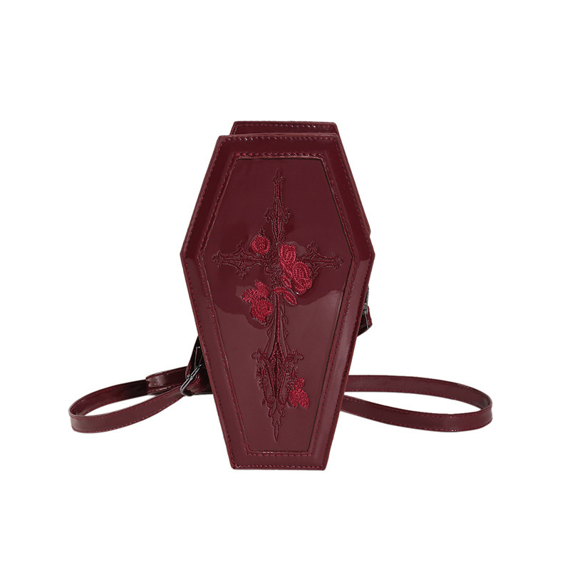 2024 New Halloween Cross PU Coffin Fashionable Unique Quirky Single Shoulder Crossbody Bag ddmymoon
