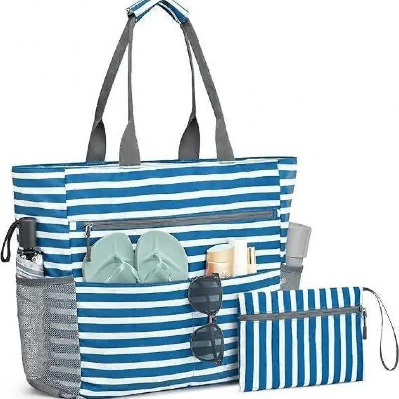 Summer Beach Tote Bag Waterproof Foldable Large Capacity Lightweight Portable Travel Storage Bag For Outdoor Swimming Vacation G250729
