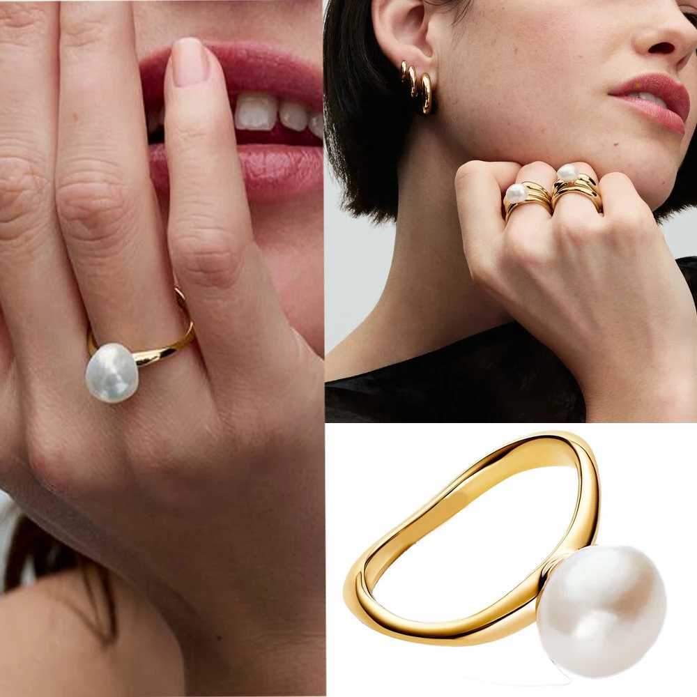 925 Sterling Silver Fashion Organically Shaped Stacking Rings Heart Two-tone Entwined Bands Ring Hot Selling Gift Jewelry y250730