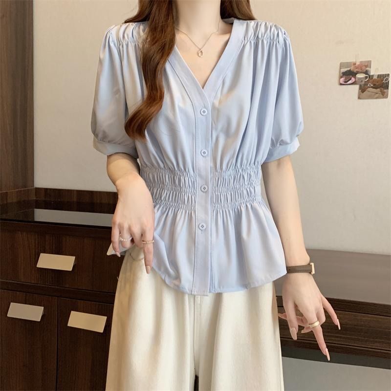 2025 plus size women's S summer shirt short sleeved solid color top waist slim fit chubby girl new designer T-shirt