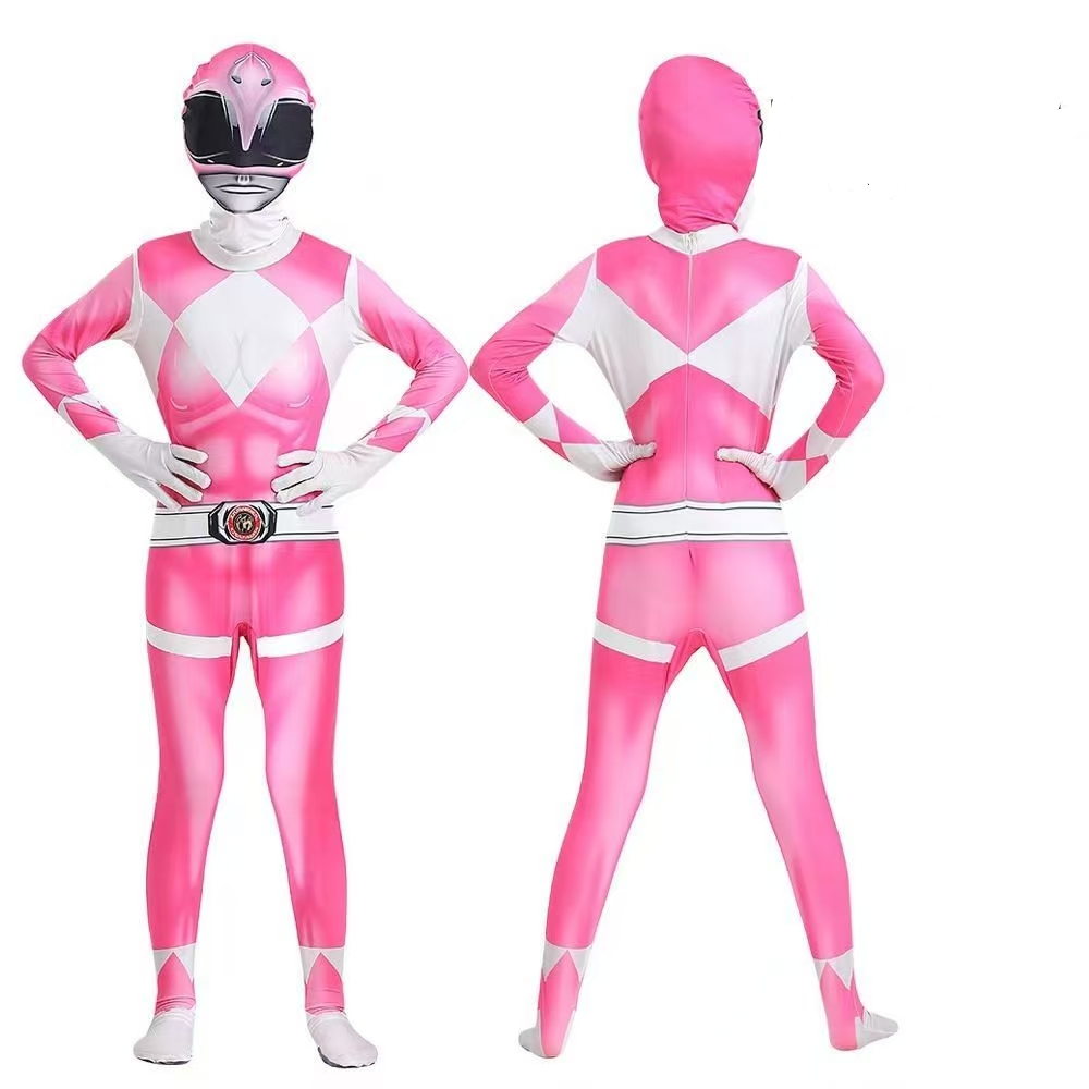 Children's dinosaur team style one-piece tight-fitting suit, multi-color hero theme cosplay costume, Halloween party performance role-playing cos