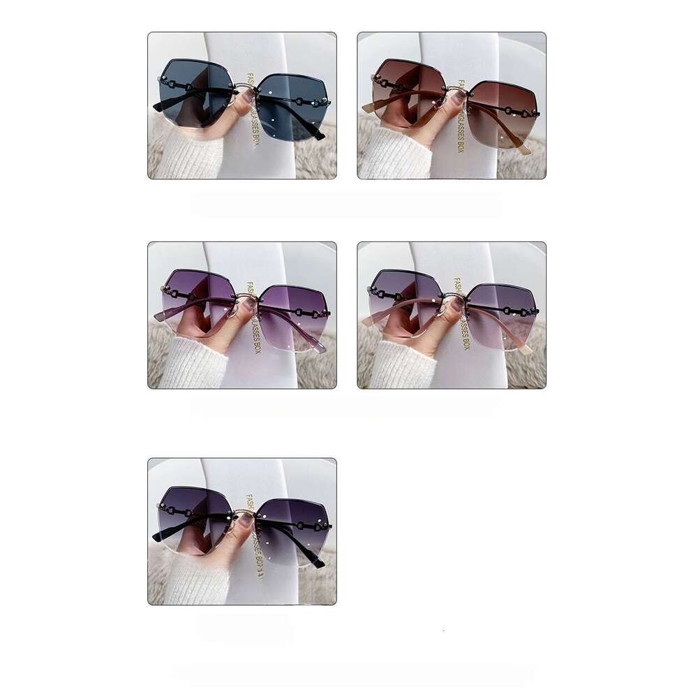 DHcollections Frameless Sunglasses - UV380 Protection, Metal Edge, Fashionable for Women (5 Trendy Colors)