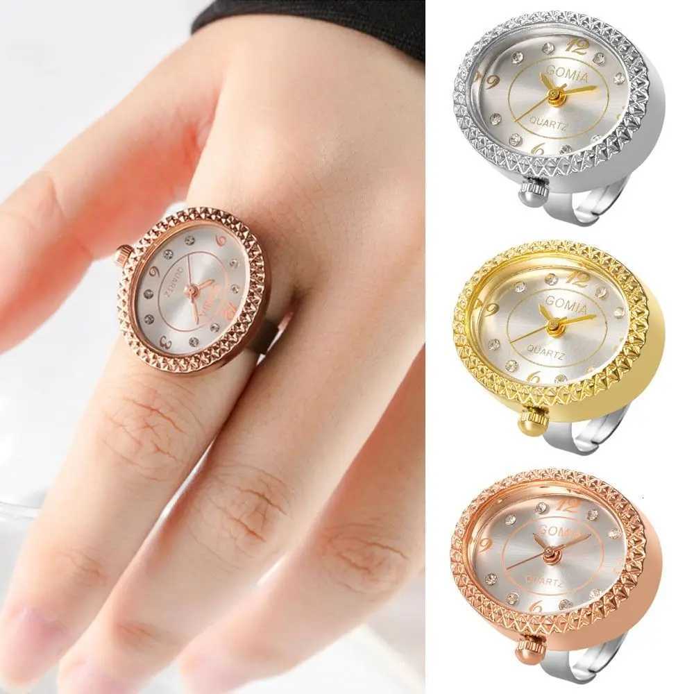 Alloy Digital Couple Watch Ring Fashion Retro Quartz Elastic Rings Jewelry Gift Round Quartz Finger Rings for Women y250730
