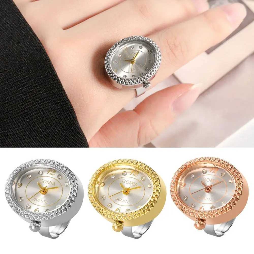 Alloy Digital Couple Watch Ring Fashion Retro Quartz Elastic Rings Jewelry Gift Round Quartz Finger Rings for Women y250730