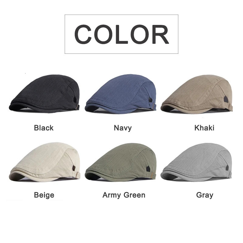 Spring Summer Beret Hat For Men Solid Black Gray Cotton Flat ed Herringbone Cap Women Outdoor Sun Ivy Hat Retro sboy Cap 250729