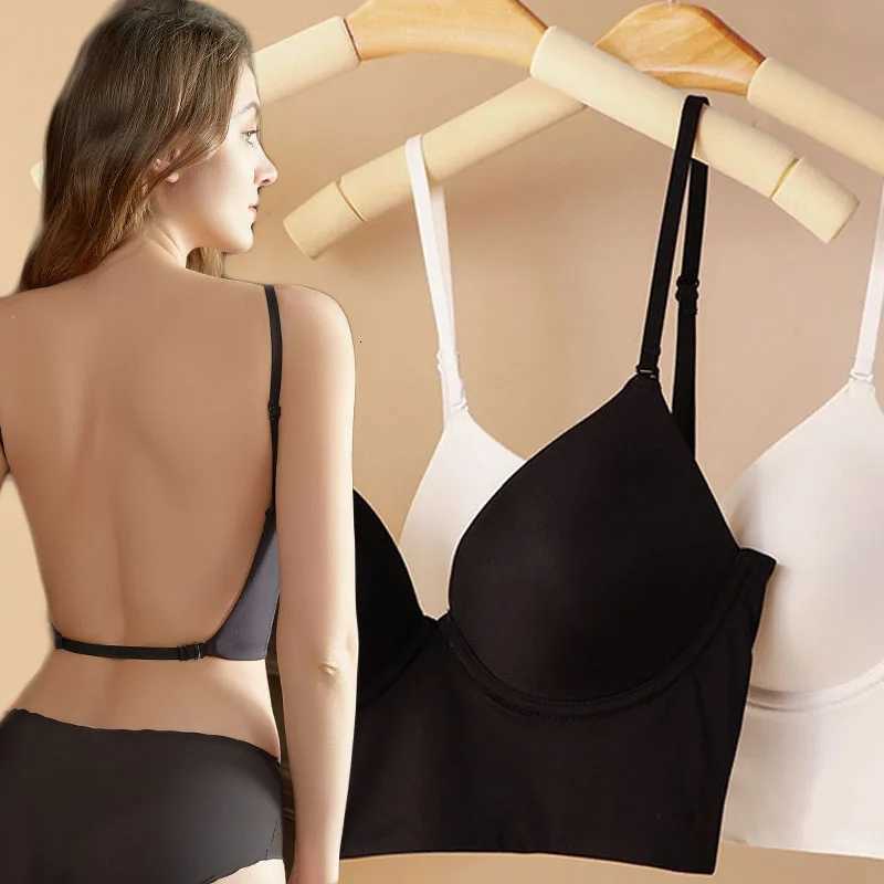Invisible Lift Up Bra Backless Women Summer Bras Low Cut Sexy Plunge Brassiere Open Back Underwear Seamless Deep U Lingerie Z250730
