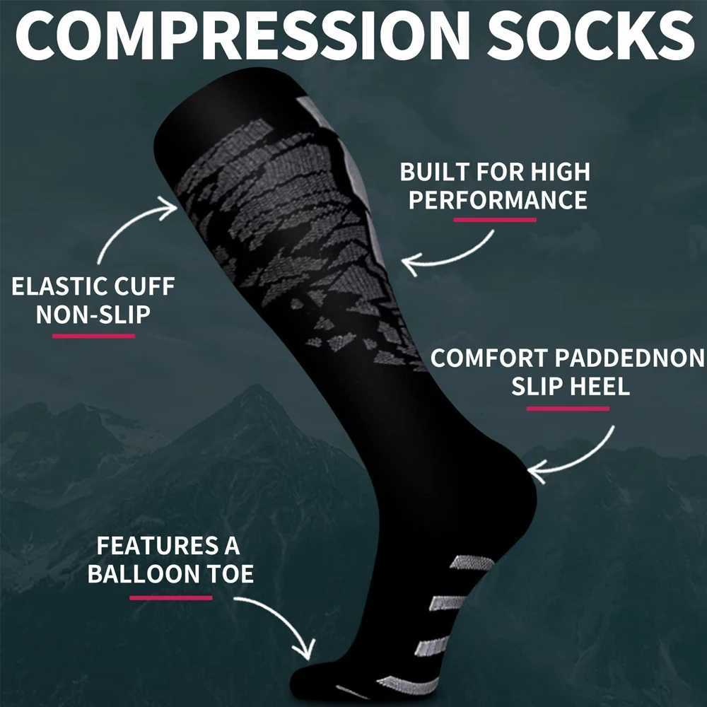 1 Pair Sports Compression Socks for Women and Men - Calf Support Socks for Running Nurses Flight Pregnancy Circulation Athletic Z250731