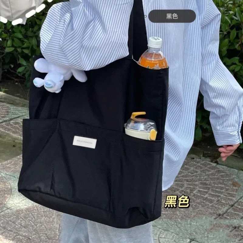Women Tote Bag Aesthetic Solid Color Students Casual Handbag Shoulder Bag Large Capacity Oxford Reusable Shopping Beach Bag 2024 G250729