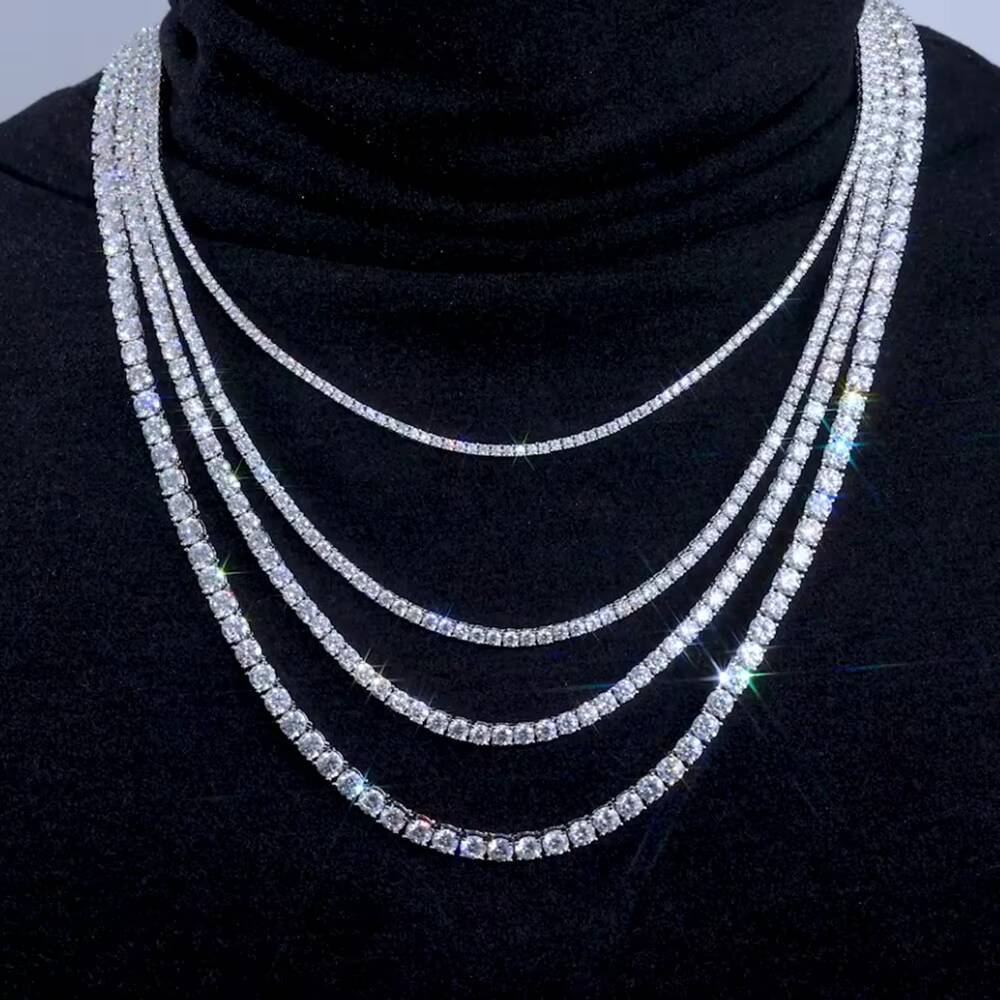 Wholesale VVS Moissanite Diamond Chain 3mm 4mm 5mm 2mm 925 Sterling Silver Men Women Jewelry Gifts GRA Tennis Bracelet Necklace