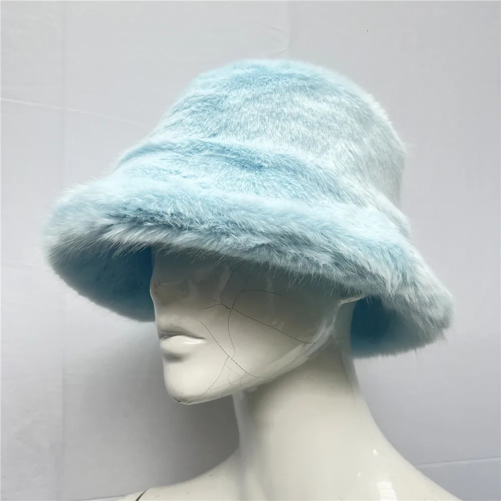 Fluffy Artificial Fur Bucket Hat for Womens Plush Tie Dyed Bucket Hat for Warm Winter Fisherman Hat Gorgeous Hat 250724