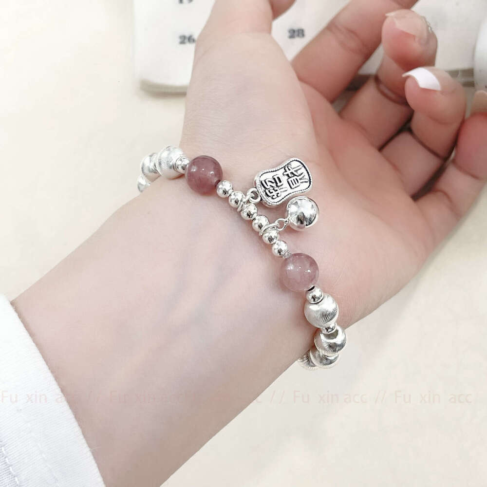 New Chinese Laser Cat's Eye Strawberry Crystal Lucky Fortune National Style Bracelet Niche Sweet Fashion Jewelry b03