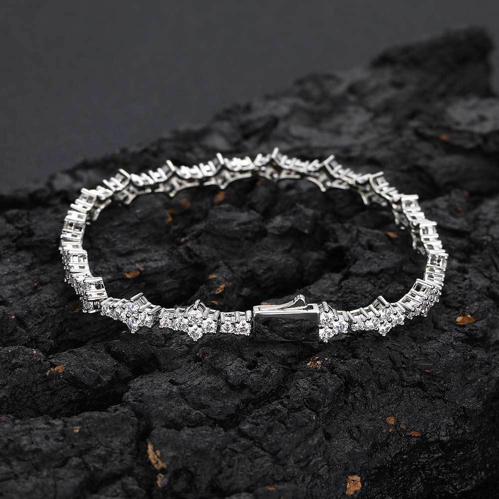 European and American hip-hop 6.5mm spring clasp cubic zirconia tennis bracelet cross-border jewelry, personalized couple bracelet accessories for bot