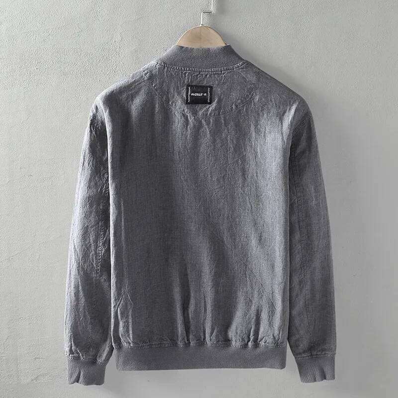 Designer Clothing 2025 100% Linen Jackets For Men Japanese Retro Baseball Collar Sport Casual Mens Jacket Solid Thin Zip Up Loose Coat Simple Outerwea