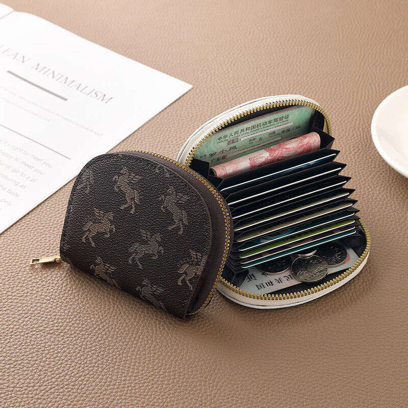 Unicorn Card Holder - Slim PU Wallet with 11/18 Card Slots in Beige & Brown, Lightweight Money Organizer