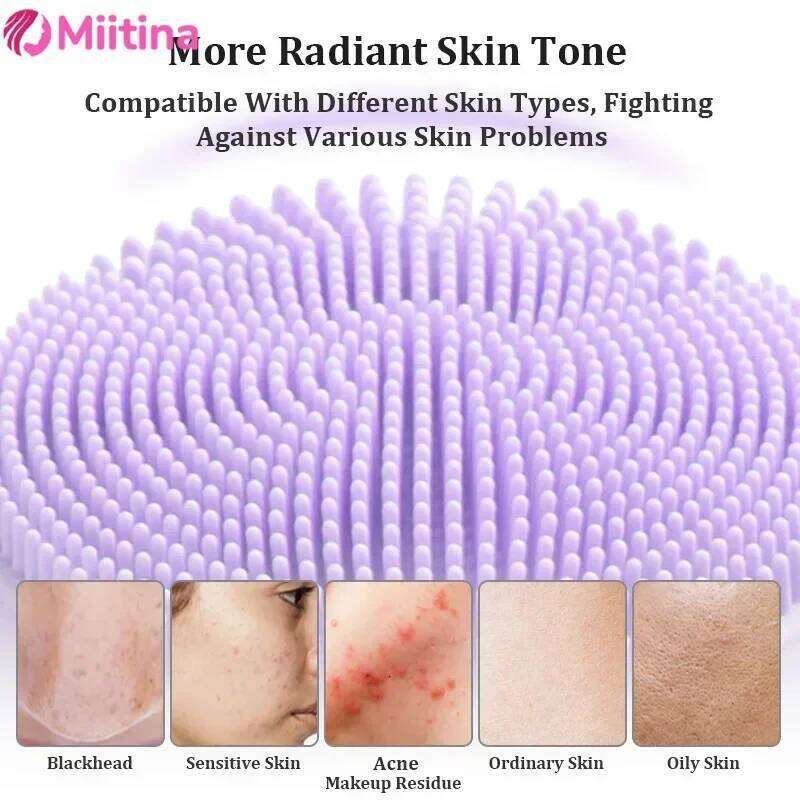 Electric Facial Brush Sonic IPX7 Waterproof Silicone Face Scrubber Exfoliator Vibration Massager Deep Cleansing Care