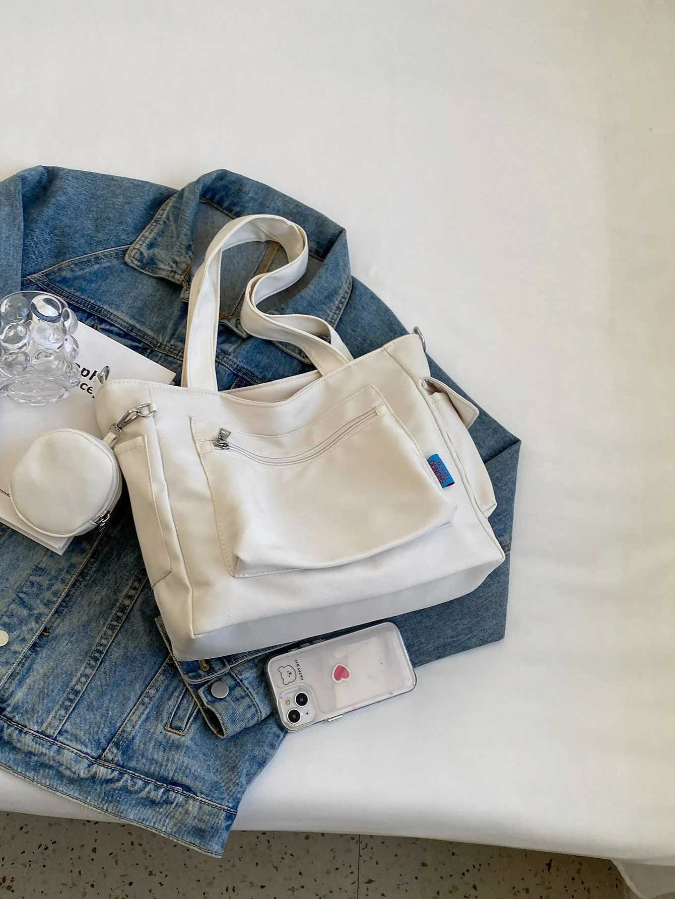 Large Capacity Unisex Tote Bag With Coin Purse College Style Middle School Student Schoolbag Casual Bag Crossbody Shoulder Bag Y250730