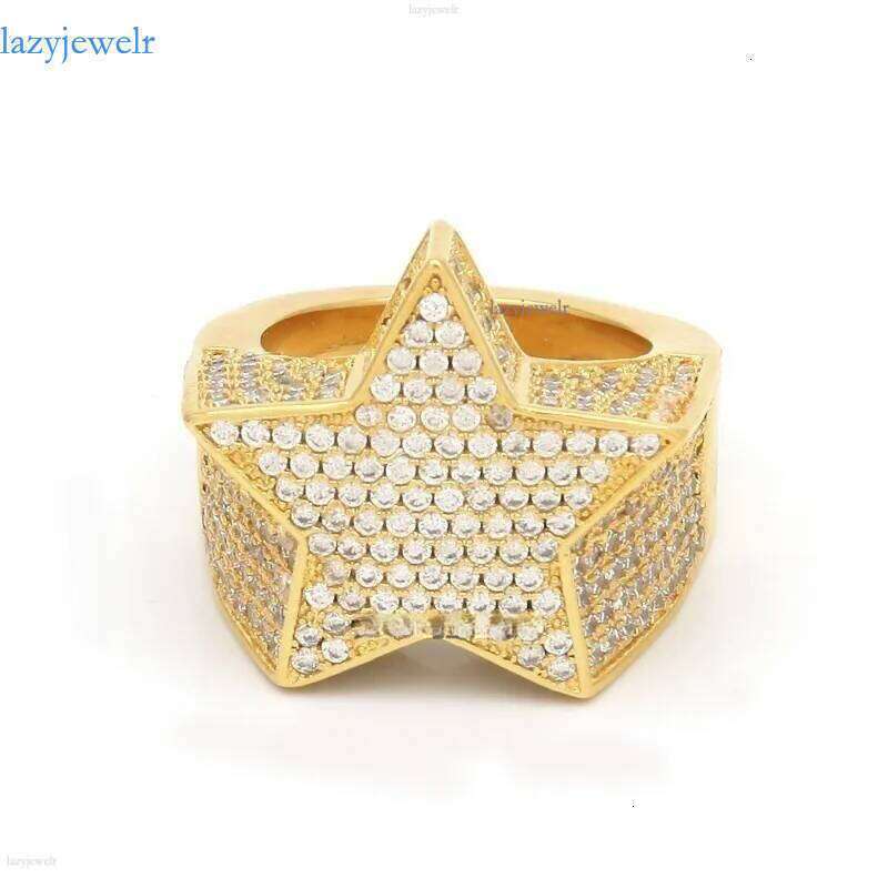 men's passed GRA Dia Five-pointed Men's star Hip Hop trendy moissanite dia gold sterling sier cuban women ring