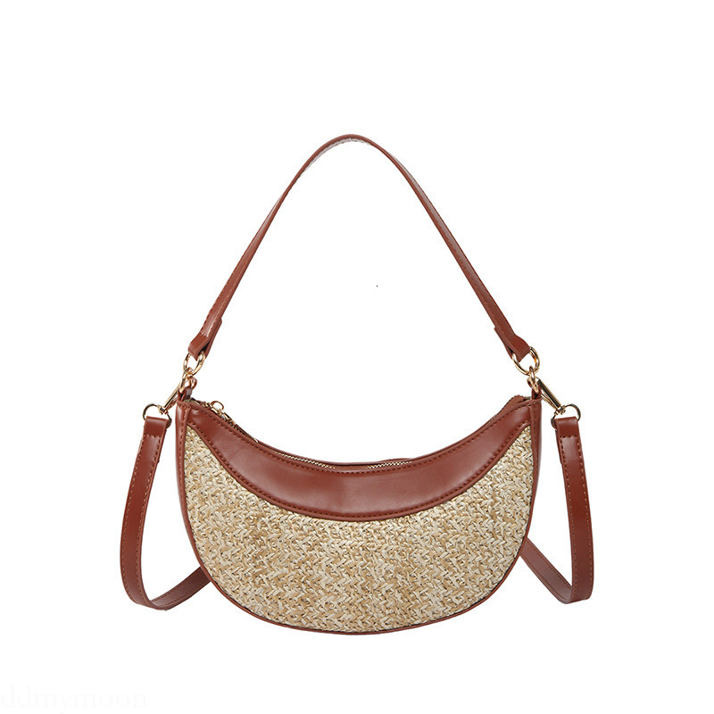 2025 New High-End Fashion Straw Woven Niche Design Single Shoulder Crossbody Dumpling Versatile Handbag Beach Bag for Women ddmymoon